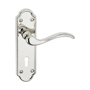 URBNLIVING 170mm Length 12 Pcs Lisbon Metal & Polished Nickel Latch Door Keyhole Handles Set