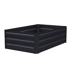 100cm W x 60cm D Galvanized Rectangular Raised Garden Bed Planter Box in Black