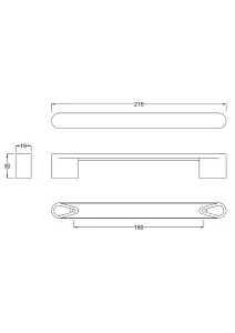 Rounded D Shape Handle, 215mm (160mm Centres) - Chrome