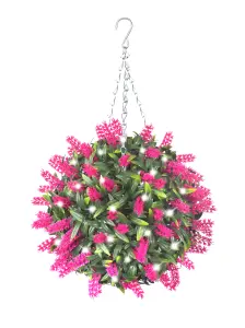 Best Artificial Pre-Lit Outdoor 28cm Pink Lavender hanging Plastic Flower Topiary Ball