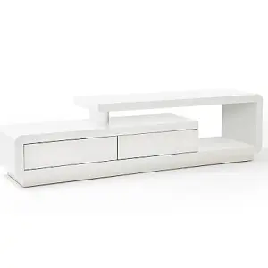 Celia High Gloss TV Stand With 2 Drawers In White