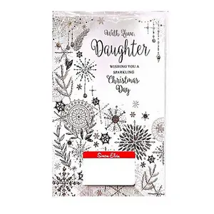 Simon Elvin With Love Daughter Christmas Card (Pack of 6) White/Black (One Size)