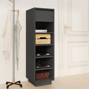 Shoe Cabinet Grey 30x34x105 cm Solid Wood Pine