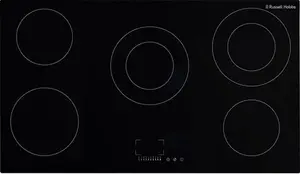 Russell Hobbs Electric Hob 90 cm Ceramic Cooktop With 5 Cooking Zones, Touch Contrtol & Easy Clean, Safety Cut Off, Integrated Timer & 2 Rapid Zones