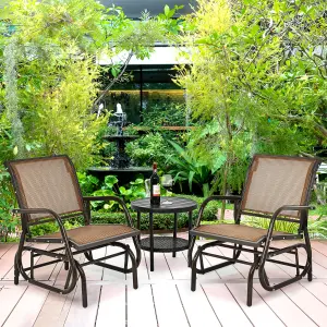 Costway Outdoor Swing Glider Chair Patio Garden Rocking Chair w/ Metal Frame