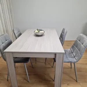 Dining Table and 4 Chairs Grey 4  Grey Velvet Chairs Wood Dining Set Furniture