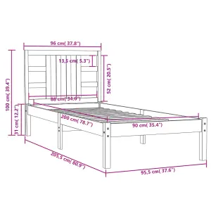 Berkfield Bed Frame White Solid Wood 90x200 cm