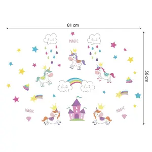 Walplus Unicorn World Kids Sticker PVC Pink