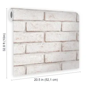 Superfresco Easy White / Red Brick Industrial Stone Tiled Wallpaper