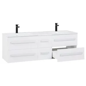 Bathroom Wall Mounted Cabinet with Basin White MADRID