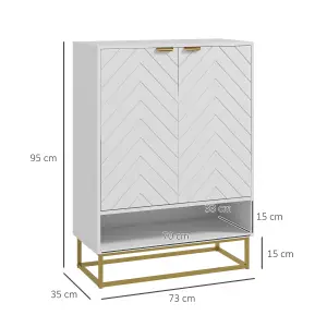 HOMCOM Shoe Cabinet with 2 Chevron Doors, Adjustable Shelf for 12 Pairs