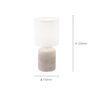 EGLO Bellariva Natural And White Ceramic And Fabric Table Lamp, (D) 15.5cm