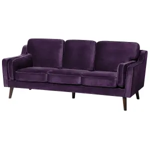 3 Seater Velvet Sofa Purple LOKKA