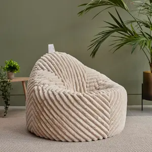 icon Cocoon Ribbed Faux Fur Bean Bag Natural Bean Bag Chairs