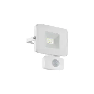 IP44 Outdoor Flood Light & PIR Sensor White Aluminium 10W Built in LED