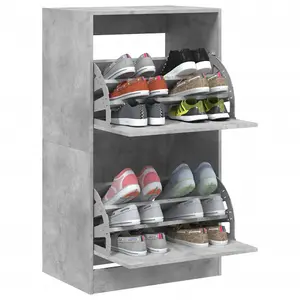 Berkfield Shoe Cabinet with 2 Flip-Drawers Concrete Grey 60x42x108 cm