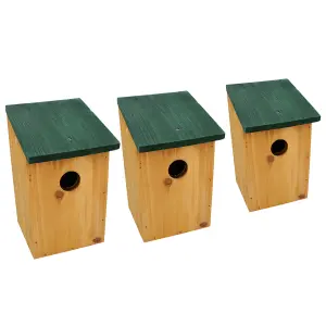 3 x Wild Bird Nesting Nest Box Hotel Wooden Fully Treated With 30mm Diameter Hole