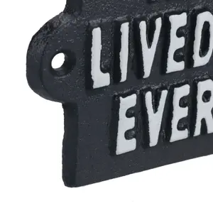 They Lived Happy Ever After Sign Plaque Cast Iron Garden House Home Wall