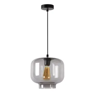 Lucide Medine Modern Pendant Light 25cm - 1xE27 - Smoke Grey