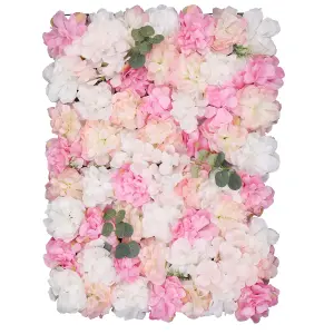 Artificial Flower Wall Backdrop Panel, 60cm x 40cm, White Rose Pink