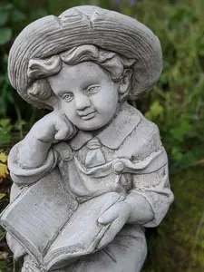 Large Reading Boy and Girl Statues in Sitting pose