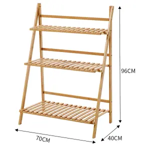 Outdoor 3-Tier Foldable Garden Wood Plant Stand 96cm H