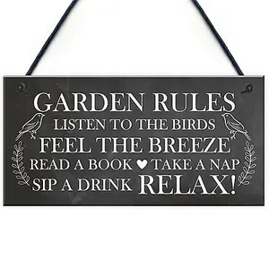 Red Ocean Garden Rules Sign Garden Signs Outside Hanging Summer House Sign Shed Sign Friendship Gift For Him Her