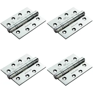 4 PACK - 3 Pack SetGrade 13 Ball Bearing P Hinge - 102 x 76mm Bright Stainless Steel