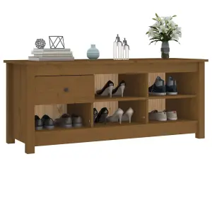 Berkfield Shoe Cabinet Honey Brown 110x38x45.5 cm Solid Wood Pine