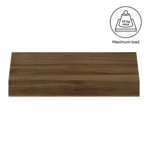 GoodHome Cusko Walnut effect Rectangular Floating shelf (L)30cm x (D)23.5cm