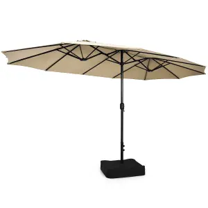 Costway 4.5M Double-Sided Patio Umbrella Extra-Large Market Umbrella w/ Base