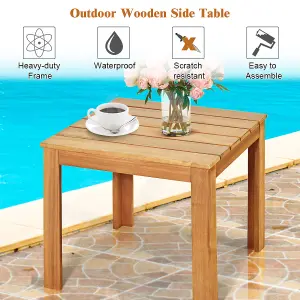 Costway Outdoor Acacia Wood Side Table Patio Square End Table w/ Oil Finished