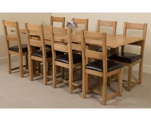 Richmond 140cm - 220cm Oak Extending Dining Table and 8 Chairs Dining Set with Lincoln Chairs