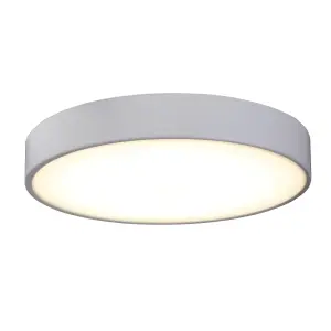 GoodHome Wapta Flush Matt Metal & plastic White Bathroom LED Ceiling light