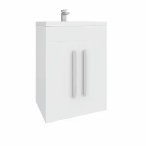 Rinse Bathrooms 600mm Floor Standing Vanity Unit with Basin Sink Cabinet Unit Bathroom Storage Units White Painting Flat Pack