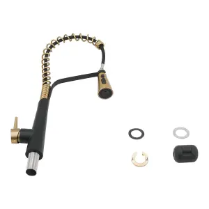 Kitchen Faucet with Pull Down Sprayer 3 Spray Modes Kitchen Tap in Black and Gold