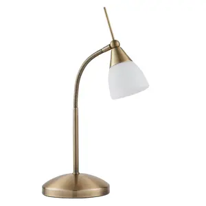 Anson Lighting Bruce Table light finished in Antique brass plate and white glass