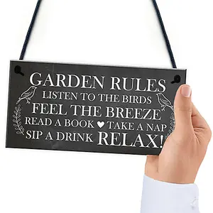 Red Ocean Garden Rules Sign Garden Signs Outside Hanging Summer House Sign Shed Sign Friendship Gift For Him Her