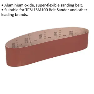 High-Quality 100mm x 1220mm Sanding Belt - 100 Grit Aluminium Oxide for Optimal Performance