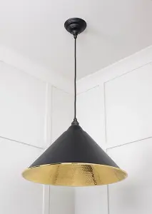 Hammered Brass Hockley Pendant in Elan Black