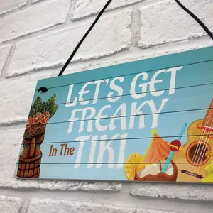 Red Ocean Novelty Tiki Bar Sign Home Bar Decor Cocktail Bar Garden Decor Hanging Plaque