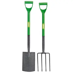 Draper  Carbon Steel Garden Fork and Spade Set, Green 16566