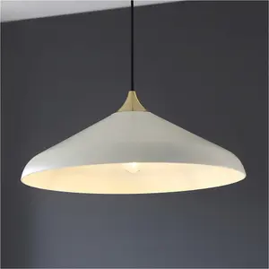 Hanging Ceiling Pendant Light - Warm White & Brushed Brass Plate - 10W LED E27