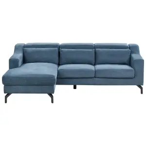 Corner Sofa GLOSLI Blue Chenille Right Hand