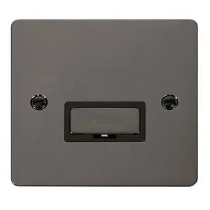 Flat Plate Black Nickel 13A Fused Ingot Connection Unit - Black Trim - SE Home