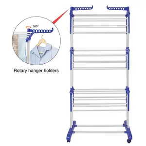 Stainless Steel Foldable Standard Drying Rack Blue/Grey