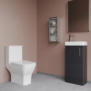 Cloakroom Suite -Floor Standing Vanity Unit, Tap and Toilet -Charcoal Black