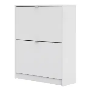 Shoes Shoe cabinet  w. 2 tilting doors and 2 layers White