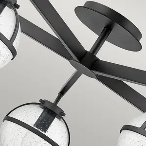 Luminosa Hollis 5 Light Multi Arm Semi Flush Ceiling Lamp, Black IP44