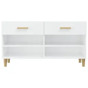 Berkfield Shoe Cabinet High Gloss White 102x35x55 cm Engineered Wood